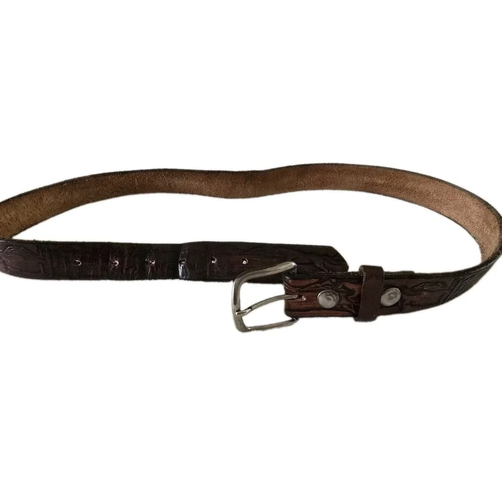 Men Vintage Leather Embossed Belt 